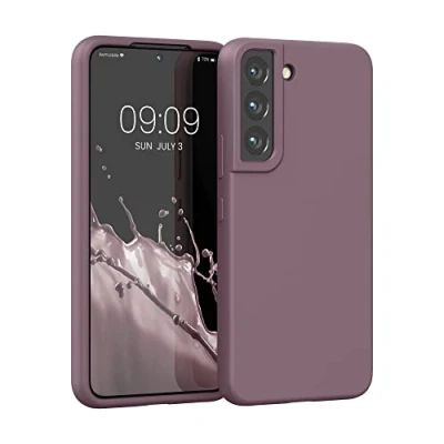 Abbildung von kwmobile Schutzhülle kompatibel mit Samsung S22 Hülle Silikon Case Handyhülle weiche Oberfläche kabelloses Laden Grape