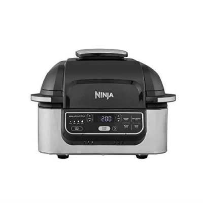 Abbildung von Ninja Foodi Grill &amp; Airfryer, 5,7L Heißluftfritteuse, Air Fryer, spülmaschinenfeste Teile, 5 in 1, Schwarz/Silber AG301EU