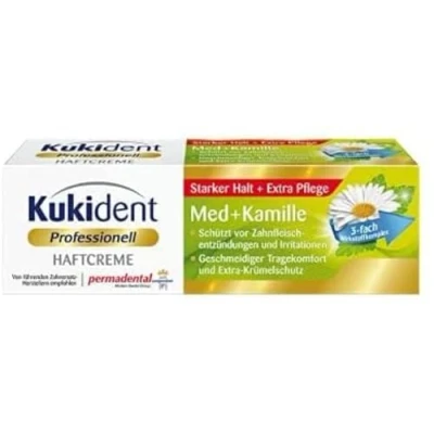 Abbildung von Kukident Professionell Haftcreme Med + Kamille Haftmittel für Zahnprothesen Starker Halt, extra Zahnfleisch Schutz 1 x 40 g