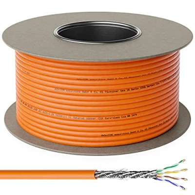 Abbildung von deleyCON 100m CAT.7 Verlegekabel Kupfer Starr S/FTP PIMF Netzwerkkabel Installationskabel LAN Kabel Ethernet Datenkabel Gigabit CAT7 10 Gbit 1000 MHz LSZH Halogenfrei BauPVO GHMT Zertifiziert