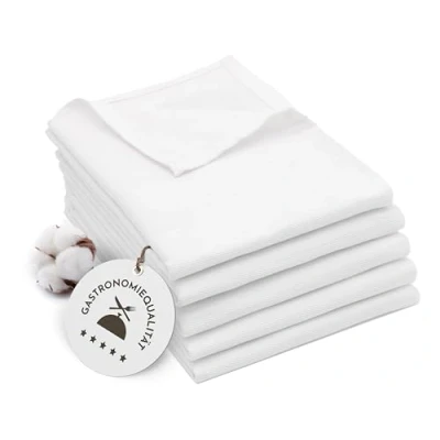 Abbildung von ZOLLNER 5er Set Geschirrtücher Baumwolle in 50x70 cm super saugstarke und robuste Küchentücher waschbar bis 60C weiß Gastronomiequalität Oeko Tex® Zertifiziert