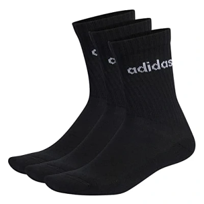 Abbildung von adidas Unisex Linear Crew Cushioned Socks 3 Pairs, Black / White, 4.5 6