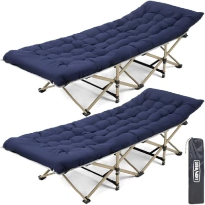 Abbildung von OVERMONT Klappbar Feldbett mit Matratze Faltbar Campingbett 2PCS 190 x 71 36 cm bis 250kg Belastbar 2400D Oxfordgewebe Seitentasche Tragetasche für Camping Garten Büro Blau