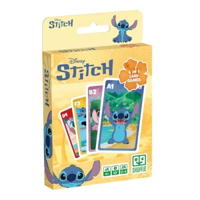 Abbildung von Shuffle 4 in 1 Kartenspiel Stitch 7 Familien, Schlacht, Memo und Action Disney Lilo &amp; für Kinder, Familie Freunde ab Jahren, 2 Spielern