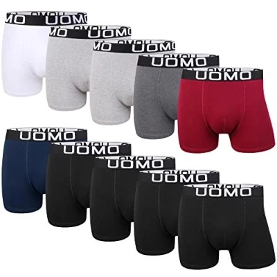 Abbildung von L&amp;K 10er Pack Herren Retroshorts Boxershorts Baumwolle klassischen Unifarben Unterhose Mehrfarbig 1116 E L