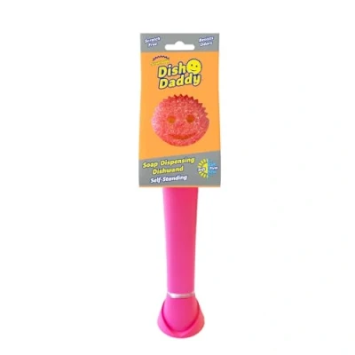 Abbildung von Scrub Daddy Dish Geschirrspüler Seifenspender Tellerwäscher Texturwechsel mit Standfuß Rosa