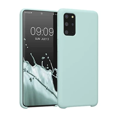 Abbildung von kwmobile Hülle kompatibel mit Samsung Galaxy S20 Plus Silikon Handy Case Handyhülle weiche Oberfläche kabelloses Laden Cool Mint