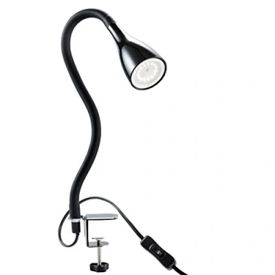 Abbildung von B.K.Licht Schreibtischlampe mit Kabelschalter, dimmbar in Stufen, schwenkbar, Tischlampe, Klemmleuchte, Tischleuchte, Bürolampe, Leselampe, Leselicht, 60x5,5 cm, Schwarz