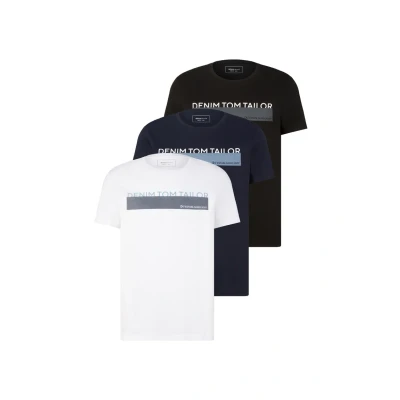 Abbildung von TOM Tailor Denim 3 PACK Tshirt print, Herren, Größe: XXL, Black