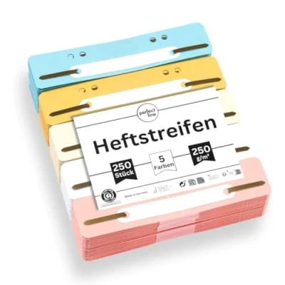 Abbildung von perfect line 250 Heftstreifen Pappe Aktendulli aus recycling Karton, 5 Farben Abheftstreifen Made in Germany Heftlaschen Blauer Engel zertifiziert