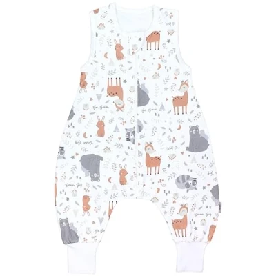 Abbildung von TupTam Sommerschlafsack Baby mit Füßen Leichter Schlafsack Sommer 0.5 TOG, OEKO TEX, Farbe: Reh Hase Bär Waschbär Grau Beige, Größe: 116 122