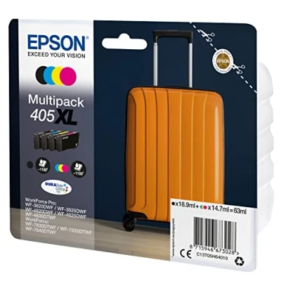 Abbildung von Epson Orginal 405XL Tinte Koffer Multipack 4 farbig XL WF 3820DWF 3825DWF 4820DWF 4825DWF 4830DTWF 7830DTWF 7835DTWF 7840DTWF DURABrite Ultra Ink, ReadyPrint Flex Tintentarife