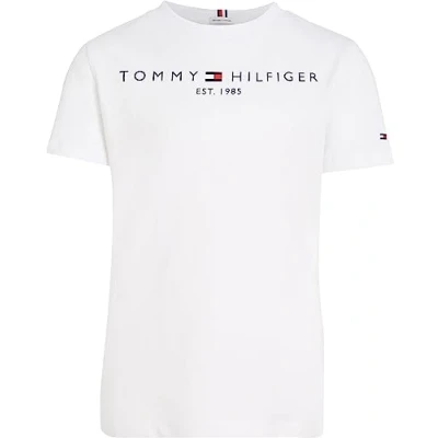 Abbildung von Tommy Hilfiger Kinder Unisex T Shirt Kurzarm Essential Tee Rundhalsausschnitt, Weiß (White), 16 Jahre