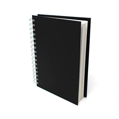 Abbildung von Artway Studio Spiralgebundenes A5 Skizzenbuch Hochformat 96 Seiten/48 Blätter aus 170 gsm Papier Schwarzes mit festem Einband, Schwarz