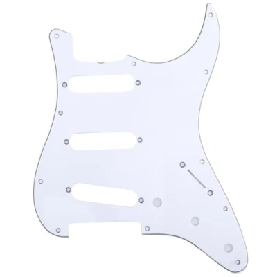 Abbildung von Musiclily Pro 11 Löcher 62 Vintage Style SSS Strat Pickguard Gitarren Schlagbrett für American Stratocaster 62,3 lagig Weiß
