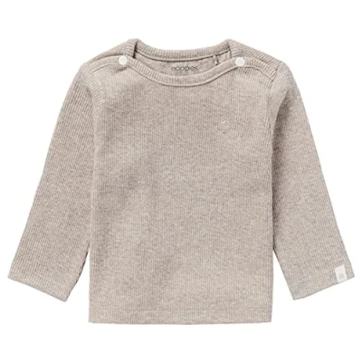 Abbildung von Noppies Unisex Baby U Tee Ls Rib Natal T Shirt, Taupe Melange P757, 56 EU