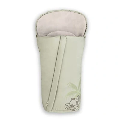 Abbildung von hauck Disney Universal Fußsack für Buggys und Fahrradanhänger, Warmes Fleece, Einfache Installation mit 5 Punkt Gurt, Anti Rutschschutz, Zwei Wege Zipper, Maschinenwaschbar, Faltbar (Simba Olive)