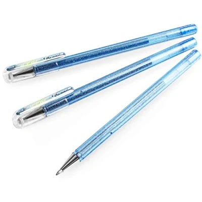 Abbildung von Pentel K110 DMNX Hybrid Dual Metallic Gelroller Glitzer Gel Schreibfarbe blaugrau/metallic blau &amp; silber, Strichstärke 0,5mm, 1 Stück blaugrau/met. silber