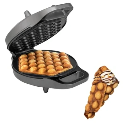 Abbildung von Princess 132465 Bubble Waffeleisen, 180 aufklappbar, 700 Watt, 0,7 m Kabellänge, antihaftbeschichtet, Schwarz