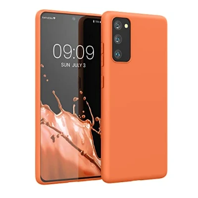 Abbildung von kwmobile Hülle kompatibel mit Samsung Galaxy S20 FE weiches TPU Silikon Case Cover geeignet für kabelloses Laden Fruity Orange