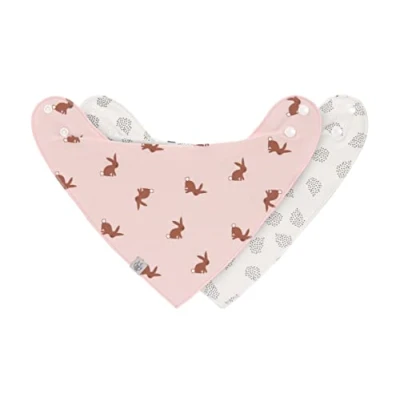 Abbildung von LÄSSIG Baby Lätzchen Halstuch Dreieckstücher Set 2 Stk. Bio Baumwolle Druckknopf wendbar/Baby Bandana Little Forest Rabbit