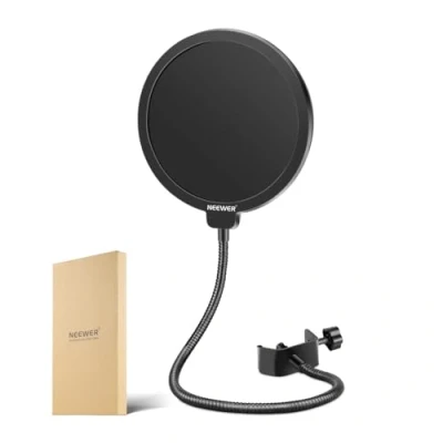 Abbildung von Neewer® NW(B 3) 6 Zoll Studio Mikrofon Mic Runde Form Wind Popschutz Schild mit Stand Clip (schwarzer Filter)
