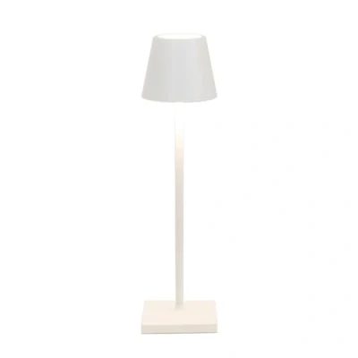 Abbildung von Zafferano, Poldina Micro Lampe, Kabellose, Wiederaufladbare Tischlampe mit Touch Control, Geeignet für Wohnzimmer und Außenbereich, Dimmer, 2200 3000 K, Höhe 27,5 cm, Farbe Weiß
