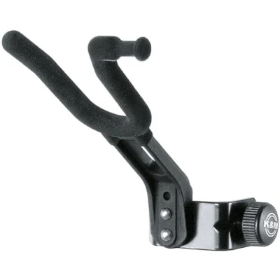 Abbildung von K&amp;M 15580 Violinen Halter Schwarz flexible Klemmvorrichtung mit Bogenhalter, Filzbezug für Geige und Bratsche