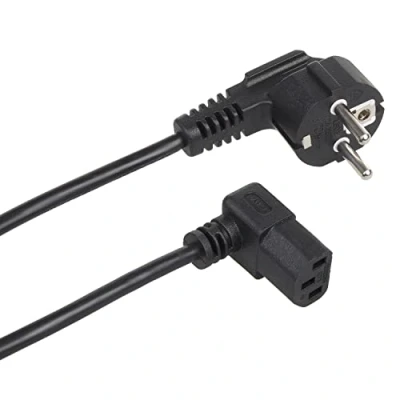 Abbildung von Maclean MCTV 854 Kaltgerätekabel Netzkabel 3 Pin Schutzkontakt auf Kaltgerätestecker 90 Grad abgewinkelt Stromkabel Kabel Unten Gewinkelt Schwarz (3 Meter)