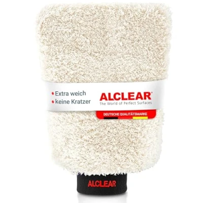 Abbildung von ALCLEAR Mikrofaser Waschhandschuh Auto Premium für professionelle Autopflege 100% kratzfrei &amp; schonend Hochwertiger Handschuh Extrem saugstark weich