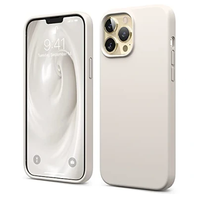 Abbildung von elago Liquid Silicone Case Kompatibel mit iPhone 13 Pro Max Hülle (6,7&quot;), Hochwertiges Silikon, Rundumschutz Handyhülle :3 Layer Struktur Schutzhülle, Kratzfestes Weiches Mikrofaserfutter (Taupe)