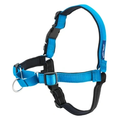 Abbildung von PetSafe Easy Walk Deluxe Geschirr, reißfestes Gehgeschirr für Hunde, gepolstertes Design, inkl. 1,8 m Leine, Large Ozeanblau/Schwarz