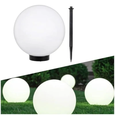 Abbildung von Green Blue GB166 Außensolarlampe Solarkugel Solarleuchte LED Leuchtkugel Garten Beleuchtung (Weiß, 25cm)
