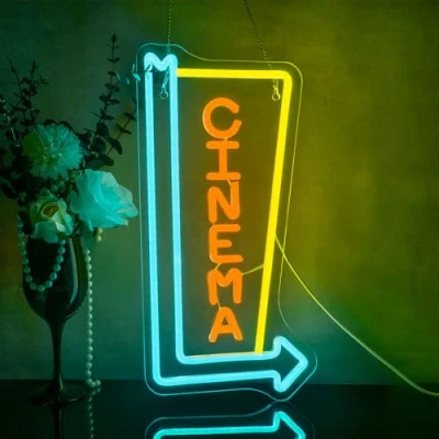 Abbildung von Looklight Cinema Neon Schild, Kino, Leuchtreklamen dimmbar mit Buchstaben, Neonlicht für Theater, Film, Zimmer, Schlafzimmer Zuhause Bar Gewerbe Theater Kino Dekoration Schild Hinweisschild