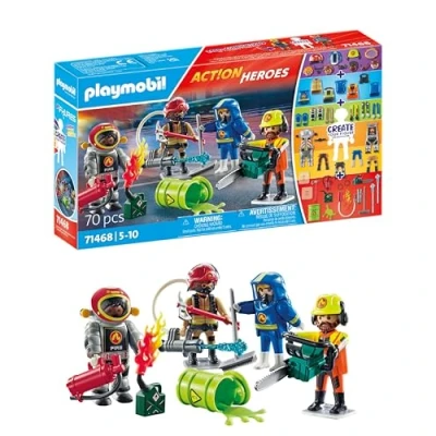 Abbildung von PLAYMOBIL Action Heroes 71468 My Figures Feuerwehr, kreatives Spielvergnügen mit individuellen Figuren und abnehmbaren Zubehörteilen, variationsreiches Spielzeug für Kinder ab 5 Jahren