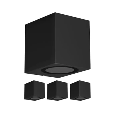Abbildung von ledscom.de 4 Stück Wandleuchte ALSE für außen, IP54, Downlight, schwarz matt, eckig, 1x GU10 max. 35W