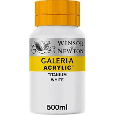 Abbildung von Winsor &amp; Newton 2150644 Galeria Acrylfarbe, hohe Pigmentierung, lichtecht, buttrige Konsistenz, 500 ml Topf Titanweiß