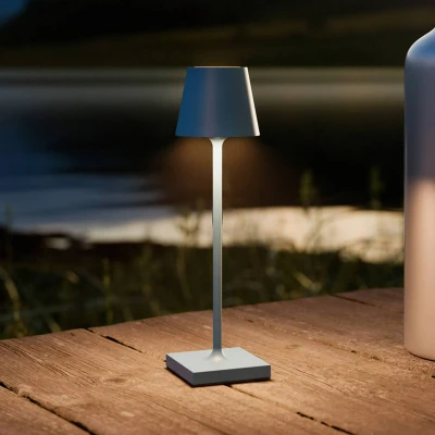 Abbildung von SIGOR Nuindie pocket Dimmbare kleine LED Akku Tischlampe Indoor &amp; Outdoor, IP54 spritzwassergeschützt, Höhe 21 cm, aufladbar mit USB C, 7 h Leuchtdauer, delfinblau