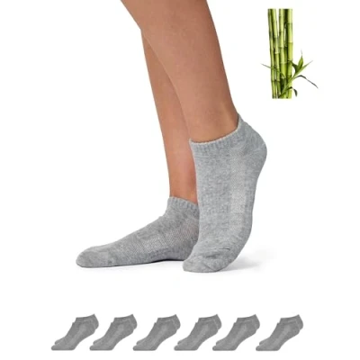 Abbildung von Snocks Premium Bambus Sneaker Socken Herren und Damen 6 Paar Weiche Atmungsaktive Knöchelsocken gegen Schweißfüße Ideal für Sport Alltag Gr.43 46 Farbe Hellgrau