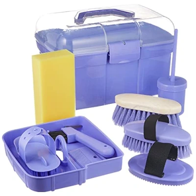 Abbildung von Kerbl Putzbox befüllt für Kinder, lila (Pflegeset Pferde) 321765, 8 Stück (1er Pack)