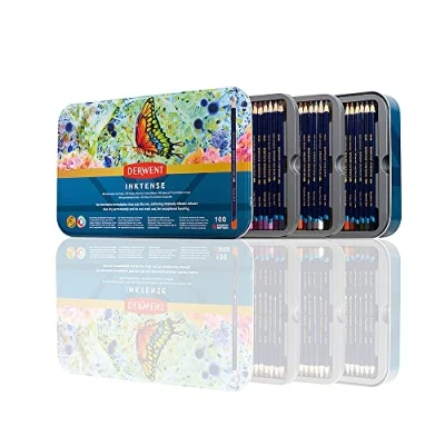 Abbildung von Derwent Inktense Stifte Set, 100 permanente Aquarellstifte, Premium Malstifte für Erwachsene, wasserlöslich &amp; wischfest, 4 mm Mine, Profi Qualität, mit Aufbewahrungsdose, 2306130