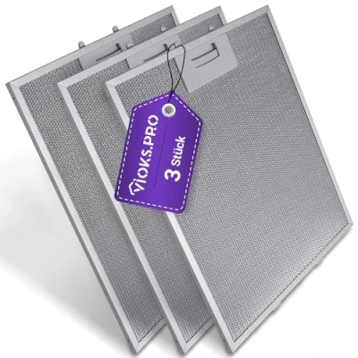 Abbildung von Vioks.pro Set 3x Metallfilter Dunstabzugshaube 310x250mm Ersatz für Bosch 00353110/353110 Dunstabzug Filter, Neff Siemens Filter