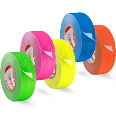 Abbildung von POPPSTAR 5x Neon Klebeband 25mm x 10m, fluoreszierendes Gewebeklebeband, gelb, grün, rot, blau, rosa