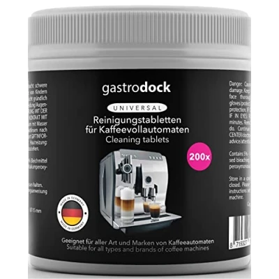 Abbildung von Premium [200 x 2g] Reinigungstabletten für Kaffeevollautomaten MADE IN GERMANY Reinigungstabs Kaffeemaschinen Kompatibel mit Siemens, Jura, Krups, Bosch, Miele, Melitta, WMF Kaffeefettlöser