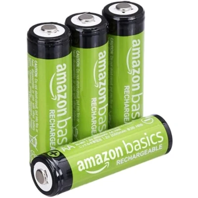 Abbildung von Amazon Basics AA Batterien, wiederaufladbar, 2000 mAh, vorgeladen, NiMh, 4 Stück