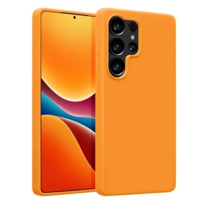 Abbildung von kwmobile Hülle kompatibel mit Samsung Galaxy S25 Ultra Silikon Handy Case Handyhülle weiche Oberfläche kabelloses Laden Fruity Orange