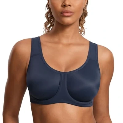 Abbildung von SYROKAN Damen Starker Halt Sports BH Große Brüste mit Bügel für Größen Echte Marine 5 75C