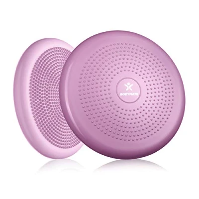 Abbildung von BODYMATE Ballsitzkissen inkl. Pumpe Princess PINK 34cm Durchmesser Balance Kissen, Luftkissen, Pad, Noppenkissen Core , Fitness Reha Koordinations und Rückentraining