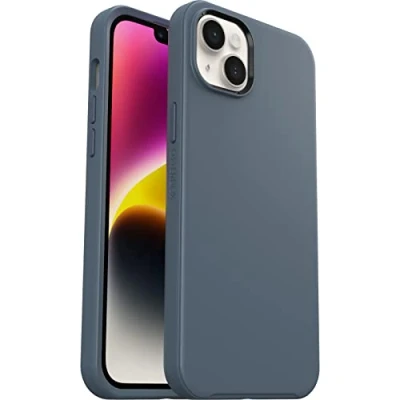 Abbildung von OtterBox Symmetry+ Hülle für iPhone 14 Plus mit MagSafe, stoßfest, sturzsicher, schützende dünne Hülle, 3X antimikrobieller Schutz, Blau