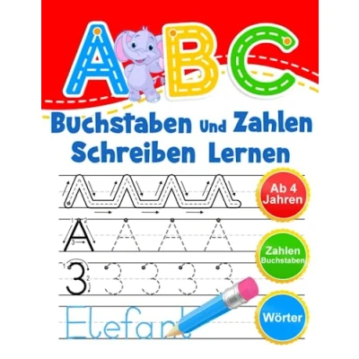 Abbildung von ABC Buchstaben und Zahlen Schreiben Lernen: Übungsheft Mit Schwungübungen. Einfaches Lernen von Alphabet für Kinder ab 4 Jahren.